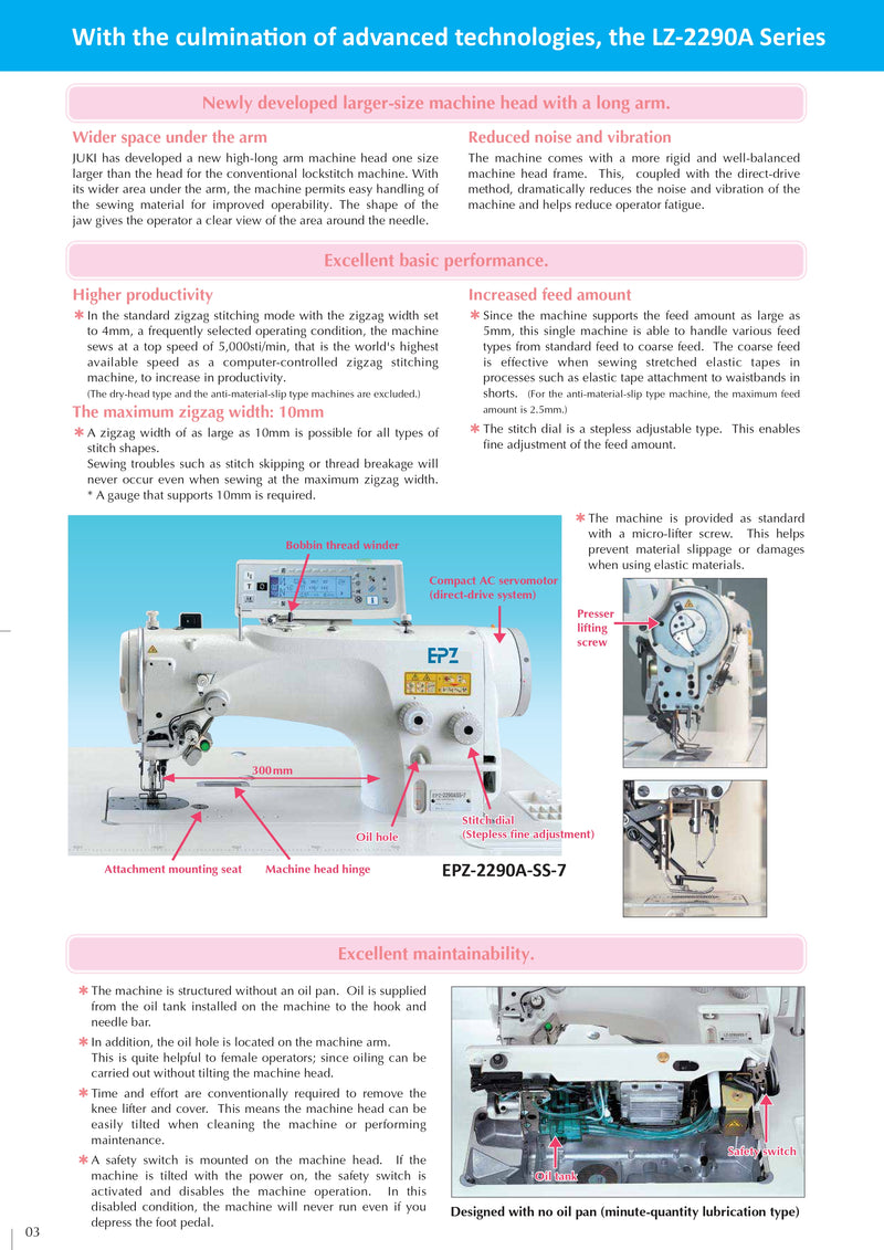Computer-controlled, Direct-drive, High-speed, 1-needle, Lockstitch, Zigzag Stitching Machine