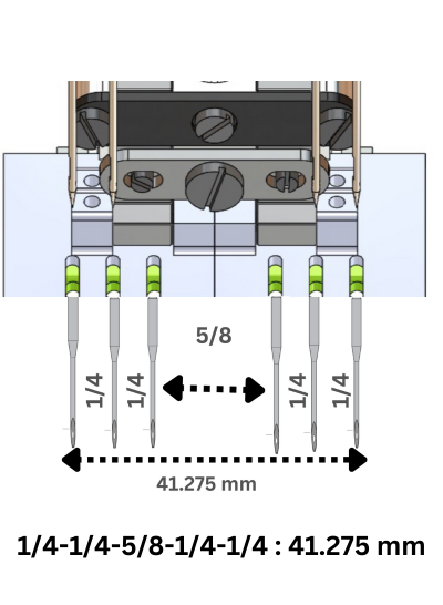 1/4-1/4-5/8-1/4-1/4 : 41.275 mm Special Needle Gauge Set for Waistband Machine