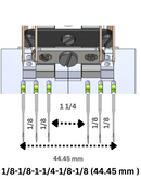 1/8-1/8-1-1/4-1/8-1/8 : Total 44.45 mm Special Needle Gauge Set For Waistband Machines.