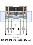 1/8-1/8-3/4-1/8-1/8 Total ( ( 31.75 mm) Special Needle Gauge Set For Waistband Machines.