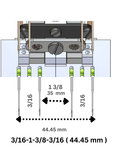 3/16-1 3/8-3/16 : Total ( 44.45 mm ) Special Needle Gauge Set For Waistband Machines