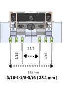 3/16-1-1/8-3/16 : Total ( 38.1 mm ) Special Needle Gauge Set For Waistband Machines