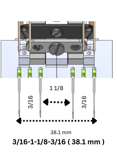 3/16-1-1/8-3/16 : Total ( 38.1 mm ) Special Needle Gauge Set For Waistband Machines