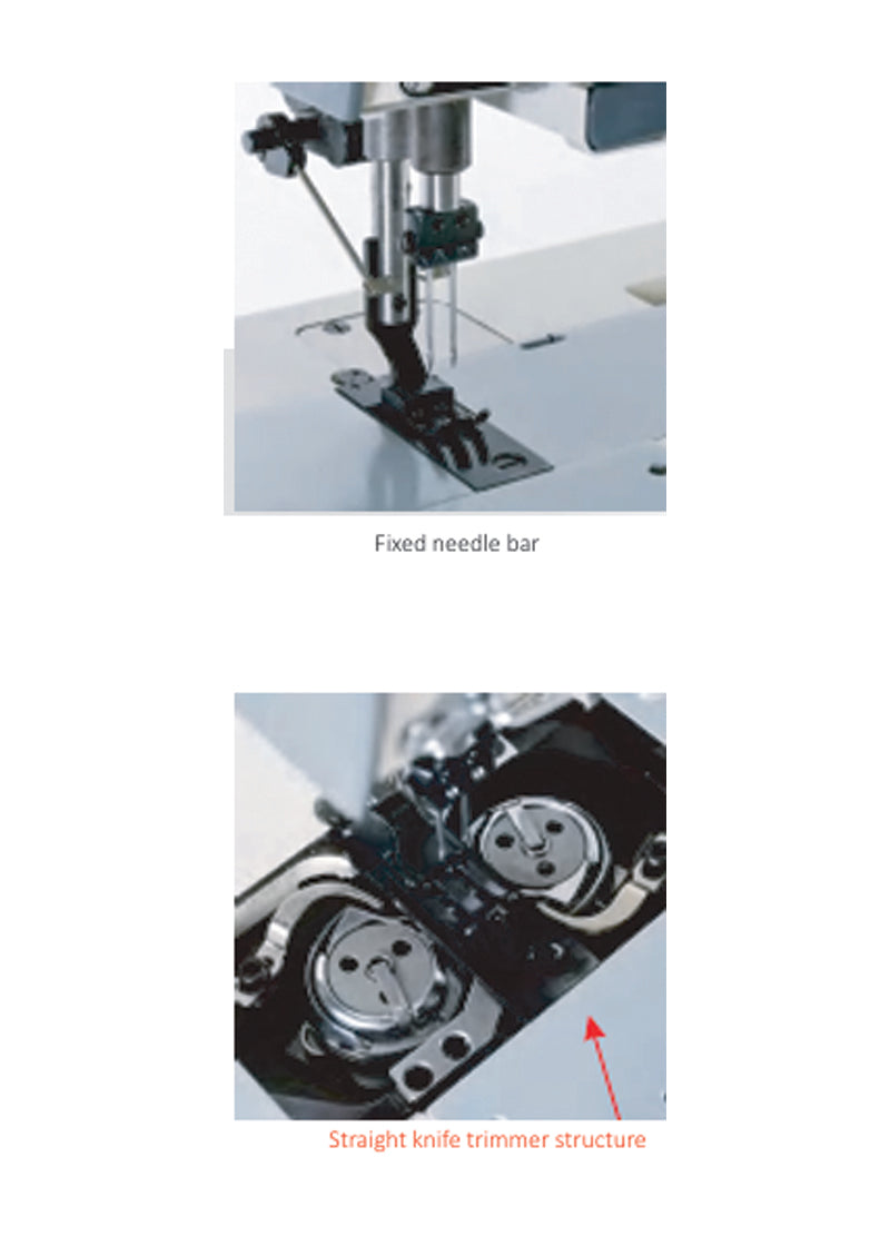 Direct-drive double needle sewing machine with fixed needle bar