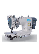 Direct-drive double needle sewing machine with split needle bar