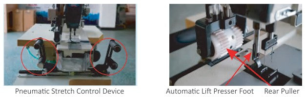 Double needle computerized-driven elastic waistband sewing machine with large hook  and automatic thread trimmer
