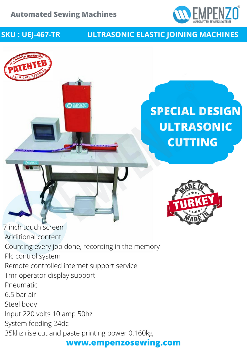 Empenzo Ultrasonic Elastic Joining Machines - Empenzo Automated Sewing Systems